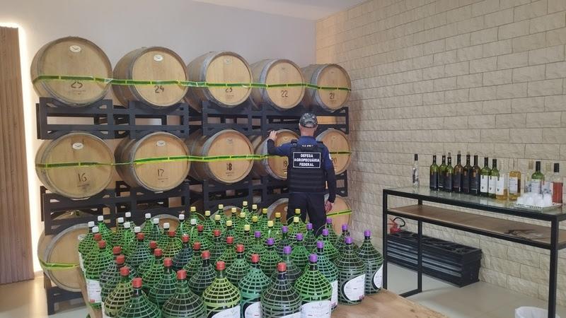 Mais de 54 mil litros de vinhos, cachaças e vinagres são apreendidos por auditores fiscais federais agropecuários no Paraná