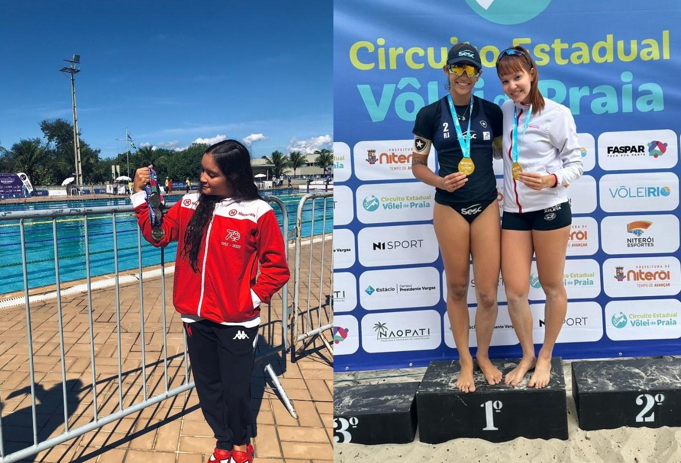 Fim de semana de pódio e medalhas: Alunas do Mackenzie Rio conquistam vitórias no vôlei de praia e na natação em competições nacionais