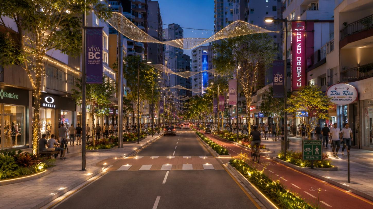 Avenida cercada por arranha-céus terá reurbanização de R$ 300 milhões e fiação subterrânea no litoral de SC